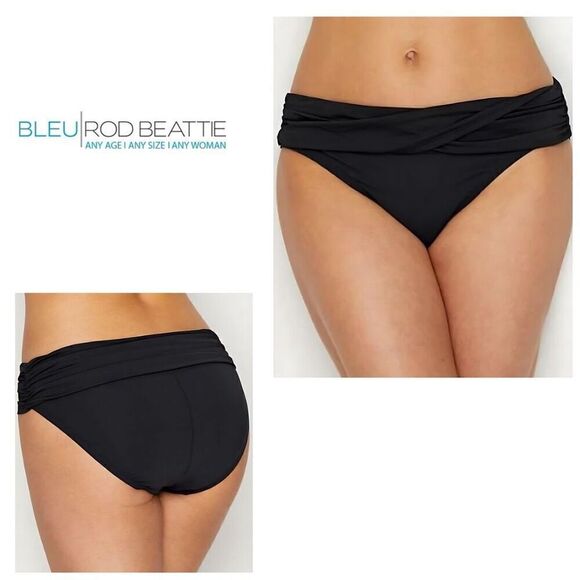 New. BLEU Rod Beattie black sarong bikini bottoms. Size 14. Retails $89 - Picture 1 of 8